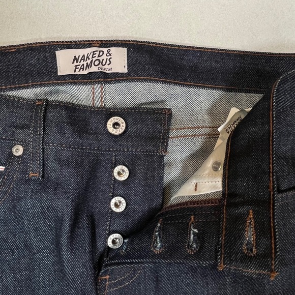 Naked & Famous Blue Super Skinny Guy Stretch Selvedge Denim Jeans Sz 32 Japanese - Picture 5 of 10